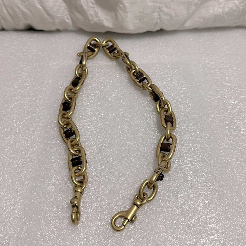 Authentic Coach Chain Strap With Leather dark brown/oxblood for shoulder…